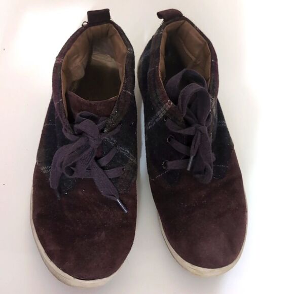 Wool plaid and leather chukka boots size 7 - Picture 1 of 4